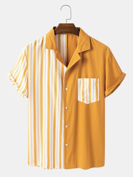 

Men's Basic Shirt Collar Shirts, Yellow, Men's Floral shirt
