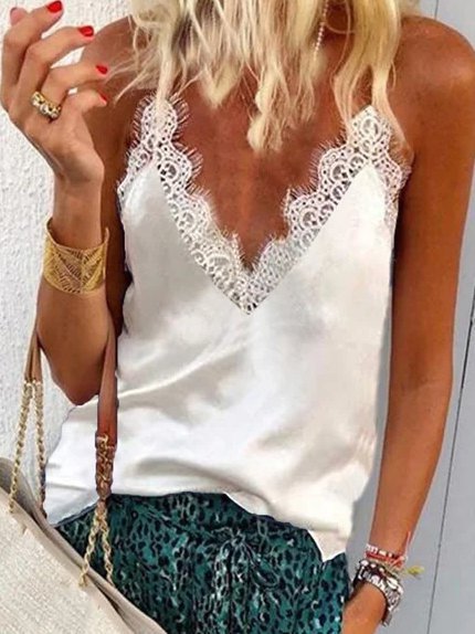 

Vintage Cotton-Blend Shirts & Tops, White, Tops