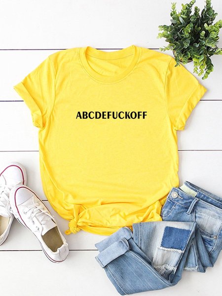 

ABCDEFFUCKOFF Alphabet Graphic Tee, Yellow, T-shirts