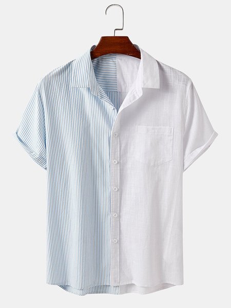 

Men's Cotton Shirt Collar Casual Shirts, Light blue, Men's Floral shirt