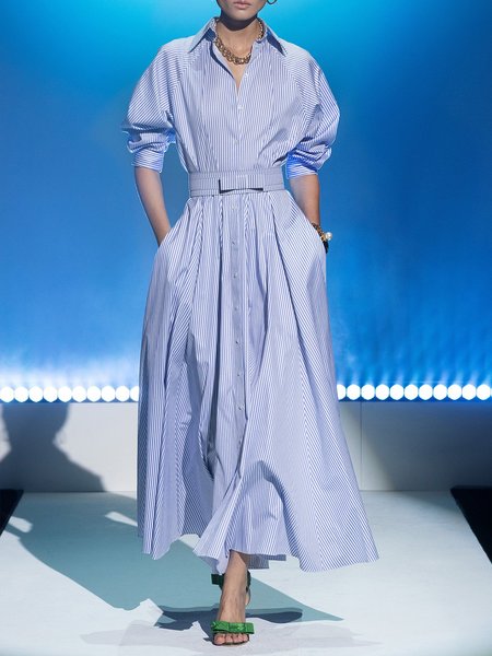 

A-Line Formal Vintage Stripes Maxi Dresses, Blue, Maxi Dresses