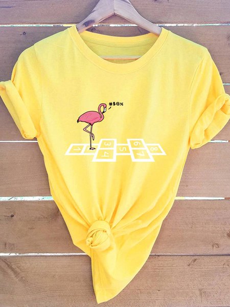 

Flamingo Graphic Tee, Yellow, T-shirts