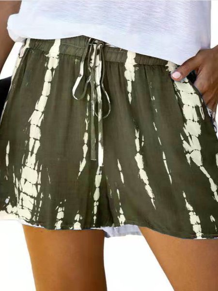 

Short Sleeve Casual Striped Shorts, Army green, Shorts