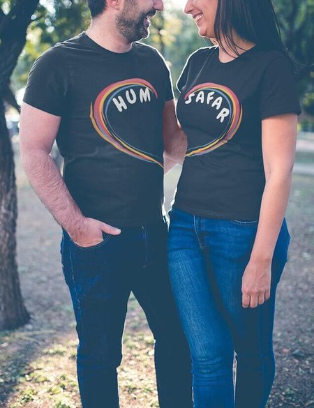 

Hum Safar Couple T-shirt, Black, Couple T-shirts