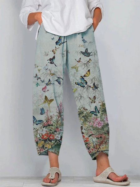 

Butterfly Casual Pants, Blue, Pants