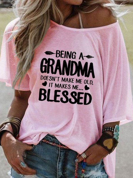 

Grandma T Shirt Women Crew Neck Casual Tee Top, Pink, T-shirts