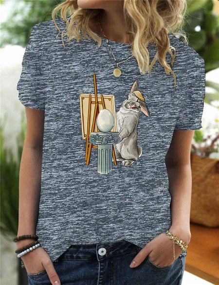 

Short Sleeve Casual T-shirt, Deep gray, Tops