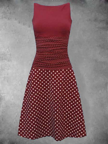 

Abito Senza Maniche Casuale a pois, Rosso, Dresses