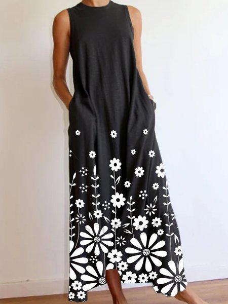 

A-line Gonna Casuale Cotone, Nero, Linen & Cotton Dresses