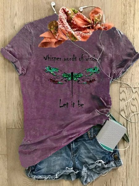 

Plus Size Short Sleeve Animal Casual T-shirt, Purple, Tees & T-shirts