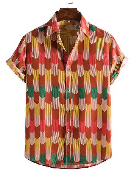 

Geometric Casual Shirts & Tops, Red, Shirts