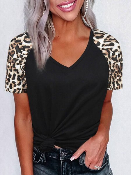 Maniche Corte Misto Cotone Stampato Floreale Camicie & Top, Nero, Tops