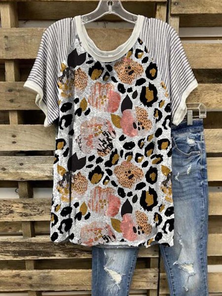 

Printed Short Sleeve Shirts & Tops, Flower, Tops