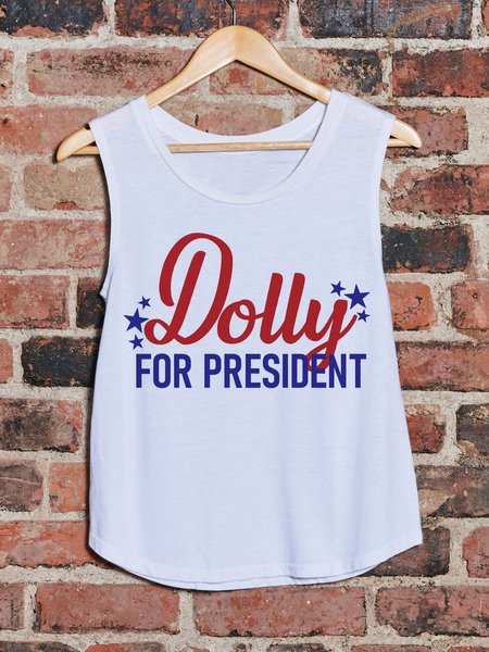 

Spaghetti-Strap Printed Crew Neck Shirts & Tops, White, Tank Tops & Camis