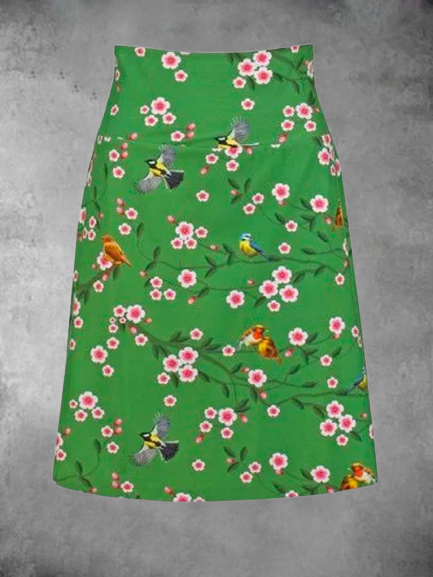 

Casual A-Line Floral-Print Skirts, Green, Skirts