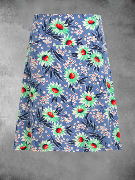 

Sweet Floral Cotton Skirt, Blue purple, Skirts
