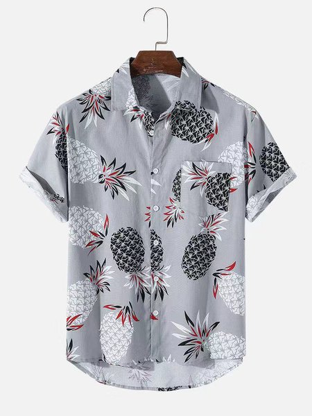 

Men's Pineapple Fun Hawaiian Shirt, Gray, Shirts