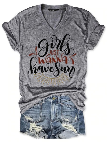 

Girls Just Wanna Have Sun Women's T-Shirt, Grey, T-shirts