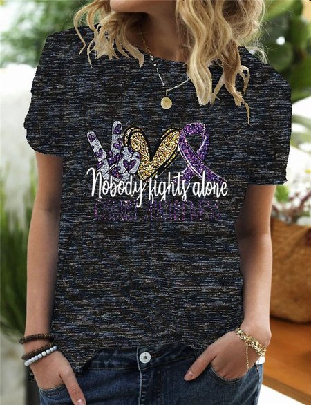 

Casual Short Sleeve T-shirt, Deep gray, Tops