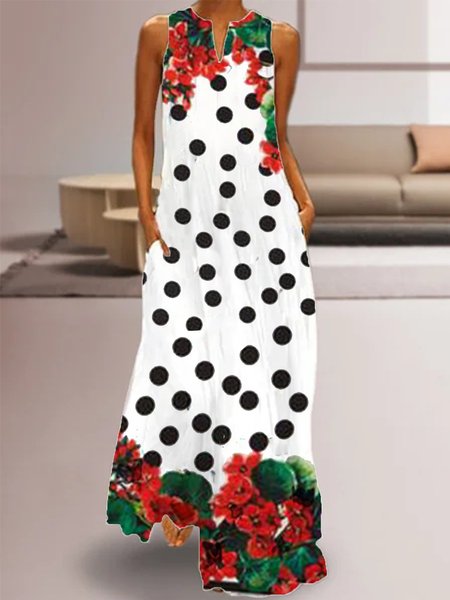 

Abito Senza Maniche Scollo a V, Bianco, Dresses