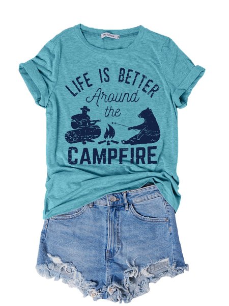 

Life Is Better Around The Campfire Women's T-Shirt, Turquoise, T-shirts