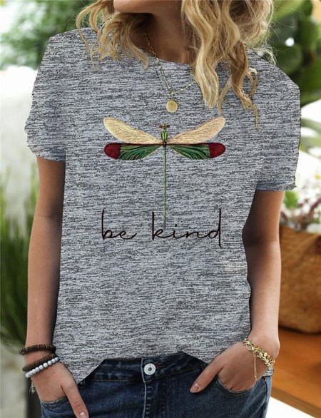 

Crew Neck Short Sleeve Cotton-Blend T-shirt, Light gray, Tees & T-shirts
