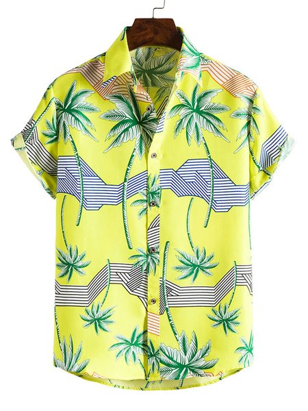 

Coconut Tree Shirt Collar Shirts & Tops, Yellow, Shirts
