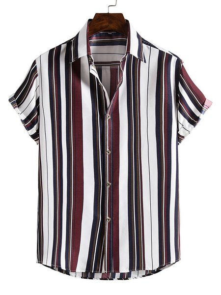 

Shirt Collar Casual Shirts & Tops, Stripe, Shirts