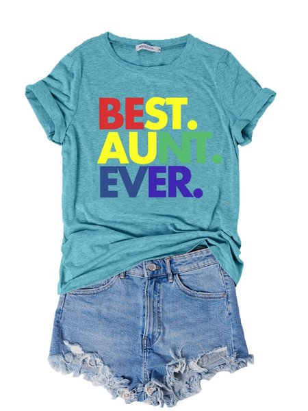 

Best Aunt Ever Casual Short Sleeve Women Tee, Lake blue, T-shirts