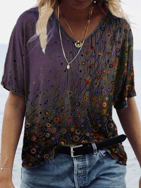 

Camicie & Top Vintage Misto Cotone Floreale Top, Viola, T-Shirts