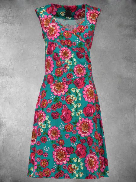 

Casual Sleeveless Plus Size Printed Dress, Pink, Auto-Clearance