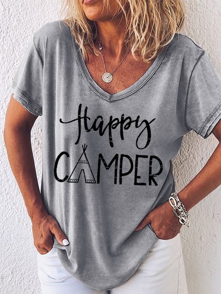 

Happy Camper Women's T-Shirt, Grey, T-shirts