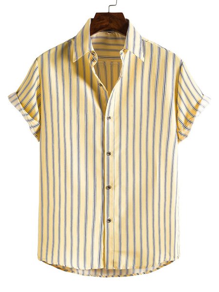 

Shirt Collar Striped Shirts & Tops, Yellow, Shirts