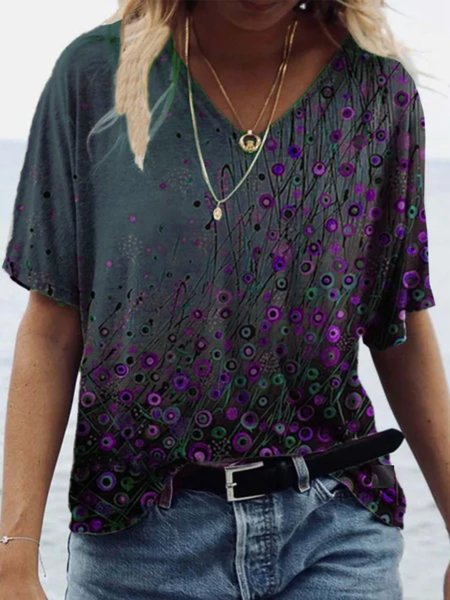 

Vintage Misto Cotone Floreale Camicie & Top, Blu, Tops