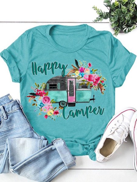 

Happy Camper Women's T-Shirt, Turquoise, T-shirts