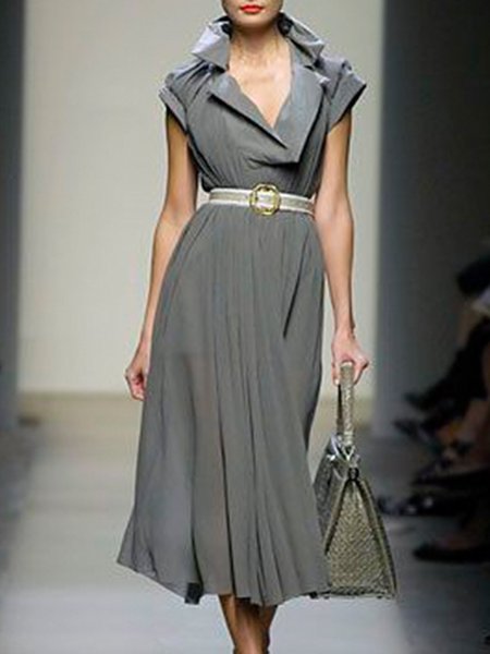 

Abito Tinta Unita Elegante, Grigio, Dresses
