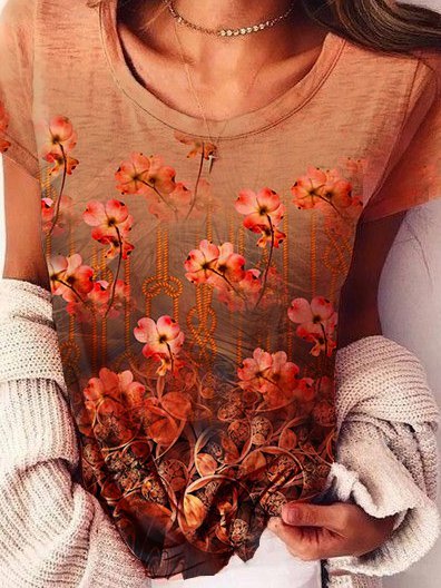 

Girocollo Casuale Maniche Corte Top, Rosa, Blouses & Shirts