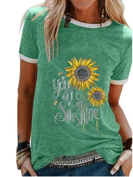 

Vintage Crew Neck Cotton Shirts & Tops, Green, Tops
