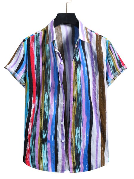 

Men's striped comfortable casual shirt, Red, Shirts