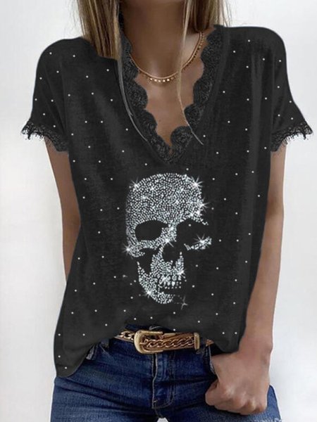 

Holiday Cotton-Blend Tops, Black, T-Shirts