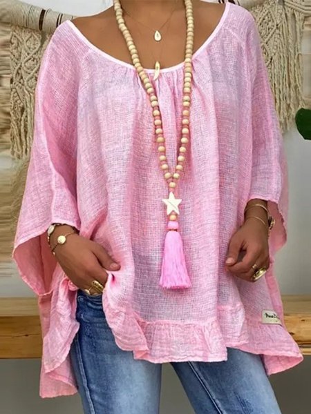 

Casual Cotton and Linen Shift Blouse, Pink, Shirts & Blouses
