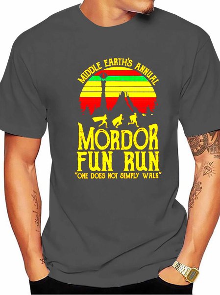 

Middle Earth’s annual Mordor fun run one does not simply walk vintage shirt, Deep gray, T-shirts