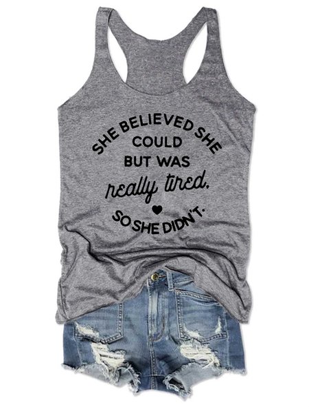 

Always Tired Tank Top, Gray, Tank Tops