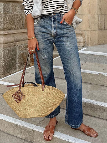 

Casuale Solido Jeans, Blu, Pants