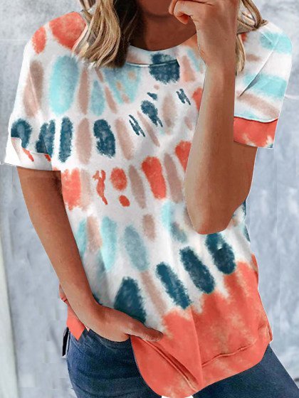 

Short Sleeve Casual T-shirt, As picture, T-Shirts
