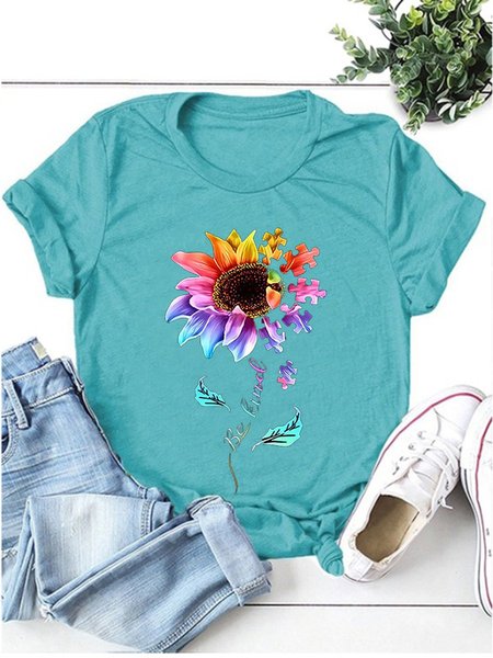 

Be Kind Shift Short Sleeve Casual Women Tee, Lake blue, T-shirts