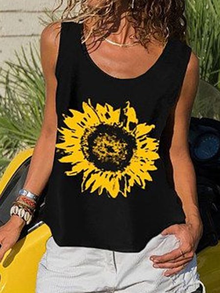 

Girocollo Floreale Casuale Camicie & Top, Nero, Blouses & Shirts