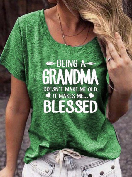 

Lettera Maniche Corte Casuale Camicie & Top, Verde, T-Shirts