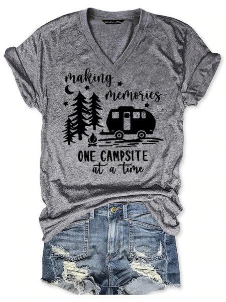 

One Campsite At A Time Women's T-Shirt, Grey, T-shirts