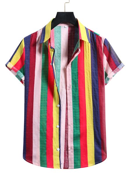 

Men's striped comfortable casual shirt, Blue-pink, Shirts